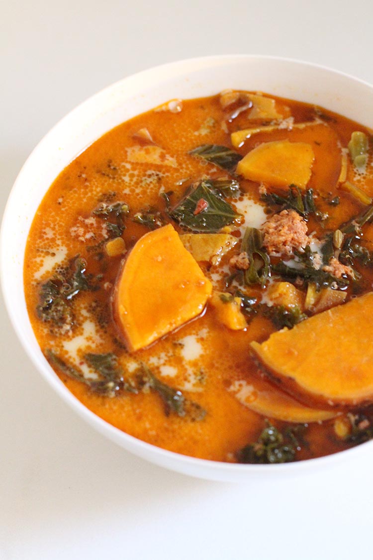 Slow Cooker Zuppa Toscana with Sweet Potatoes